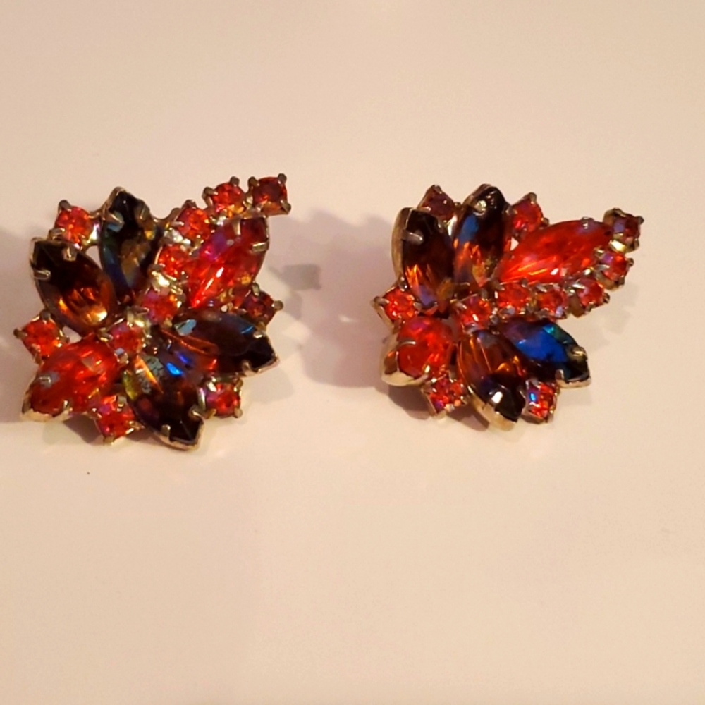 Vintage Elegant Multicolor Gemstone Earrings - Picture 5 of 6